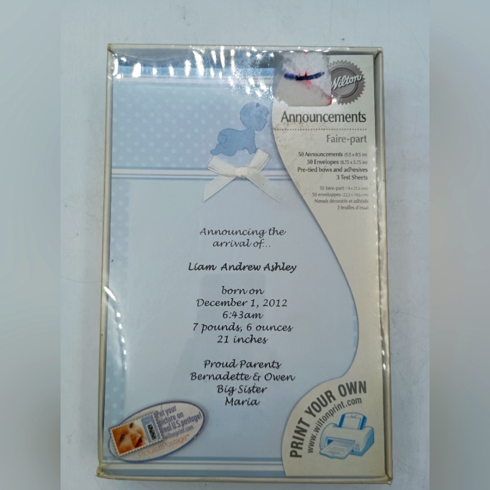 Print your Own Baby Boy Announcements Stationary.